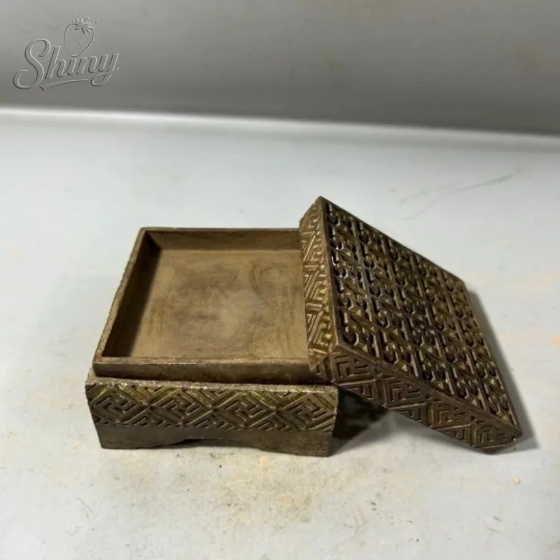 A Household Hollowed-out Square Incense Burner with An Antique Patina