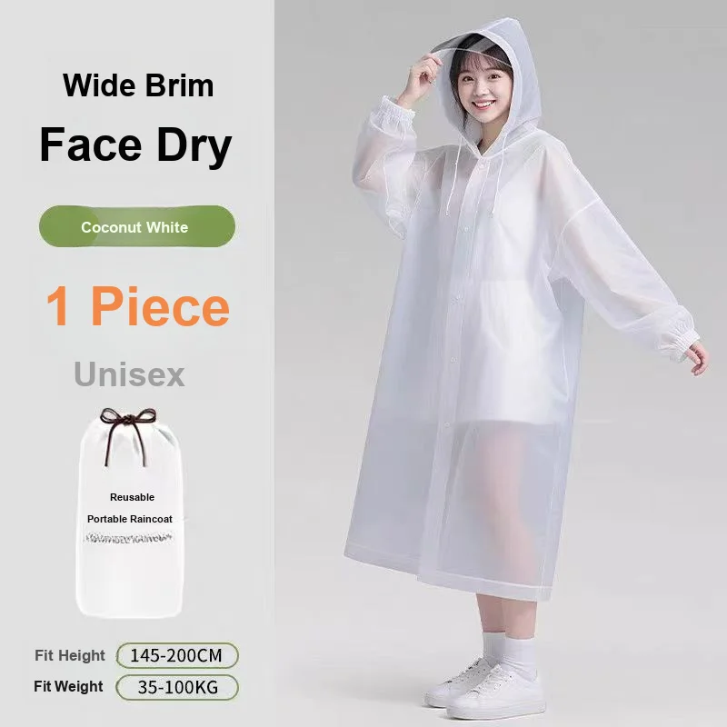 EVA Rain Poncho with Brimmed Hood Thickened Portable Extra Long Large for Travel Hiking Fishing Use