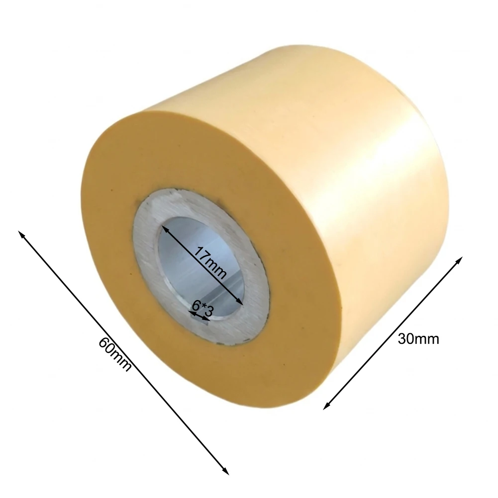Feed Roller for Round Rod Sanding Machine 85x60mm Inner Hole 28mm Keyway 6x3mm Rubber Metal Construction Yellow
