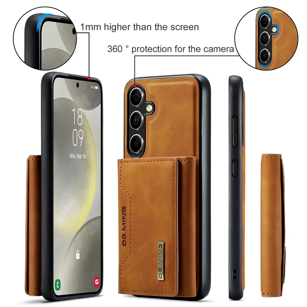 Detachable 2 in 1 Leather Wallet Phone Case for Samsung Galaxy S24 S23 Ultra S22 S21 Plus A55 A54 A24 5G Cards Slot Phone Cover