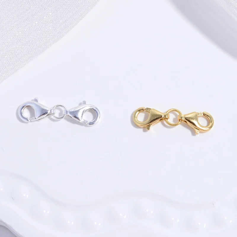 S925 Sterling Silver Double Head Spring Lobster Clasp DIY Bracelet Necklace  Connector Extension Tail Clasp Accessories SK108