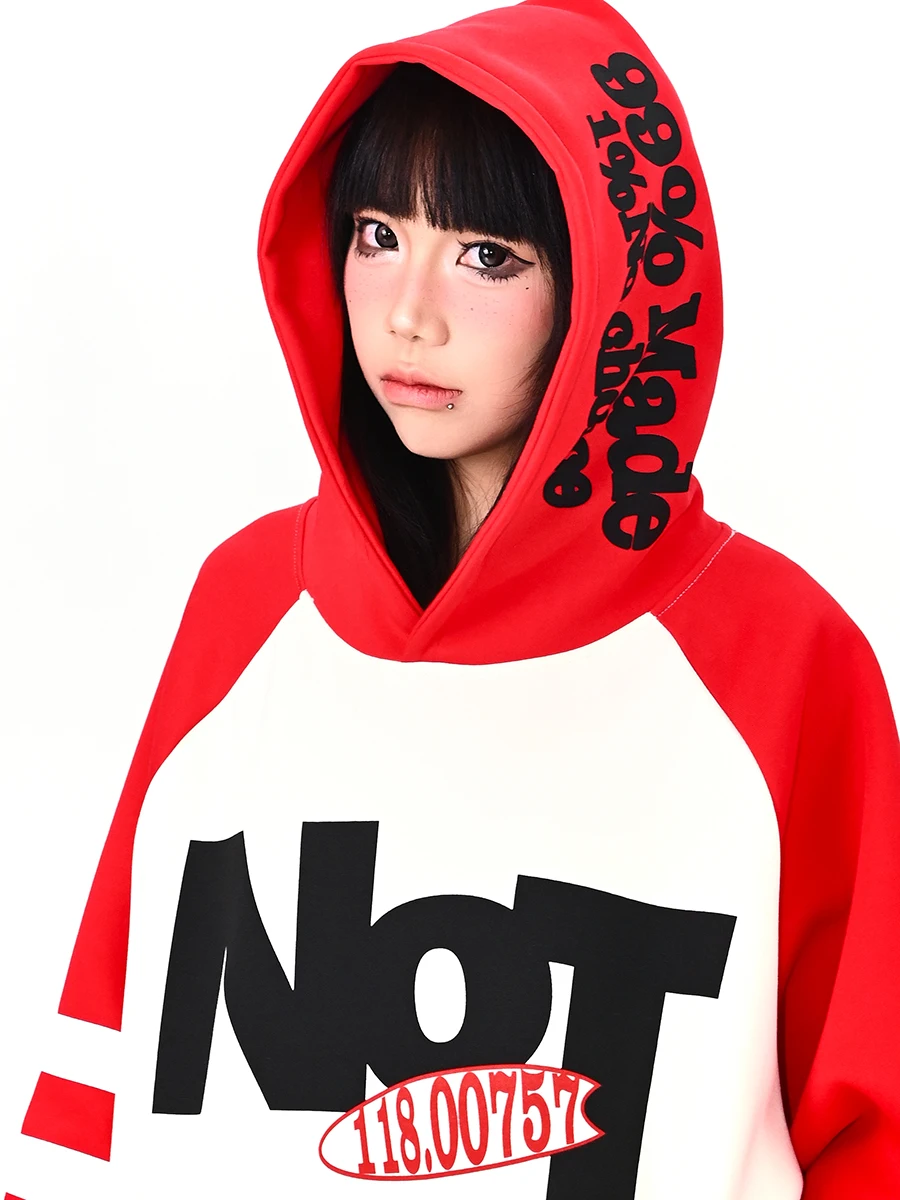 

Color Blo Digital Letter Print Hoodie Women's Loose BF College Sle Jaet Spring 2026 New Arrival Comfortable Sweatirt