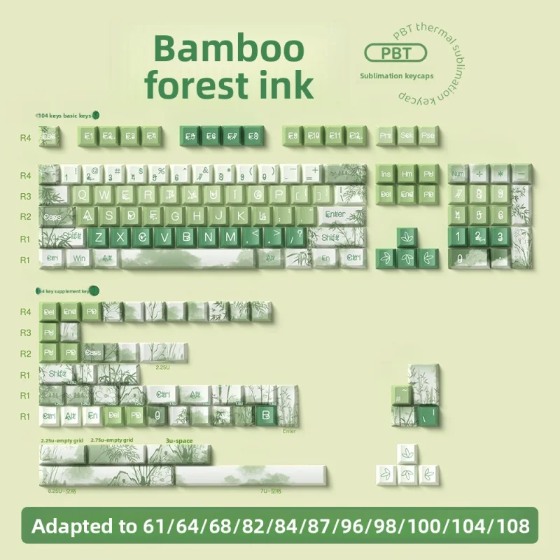 

Bamboo Forest Ink Original Theme Key Cap cherryHeight Ink Wash Ancient Style Painting PBTMaterial Mechanical Keyboard Keycaps