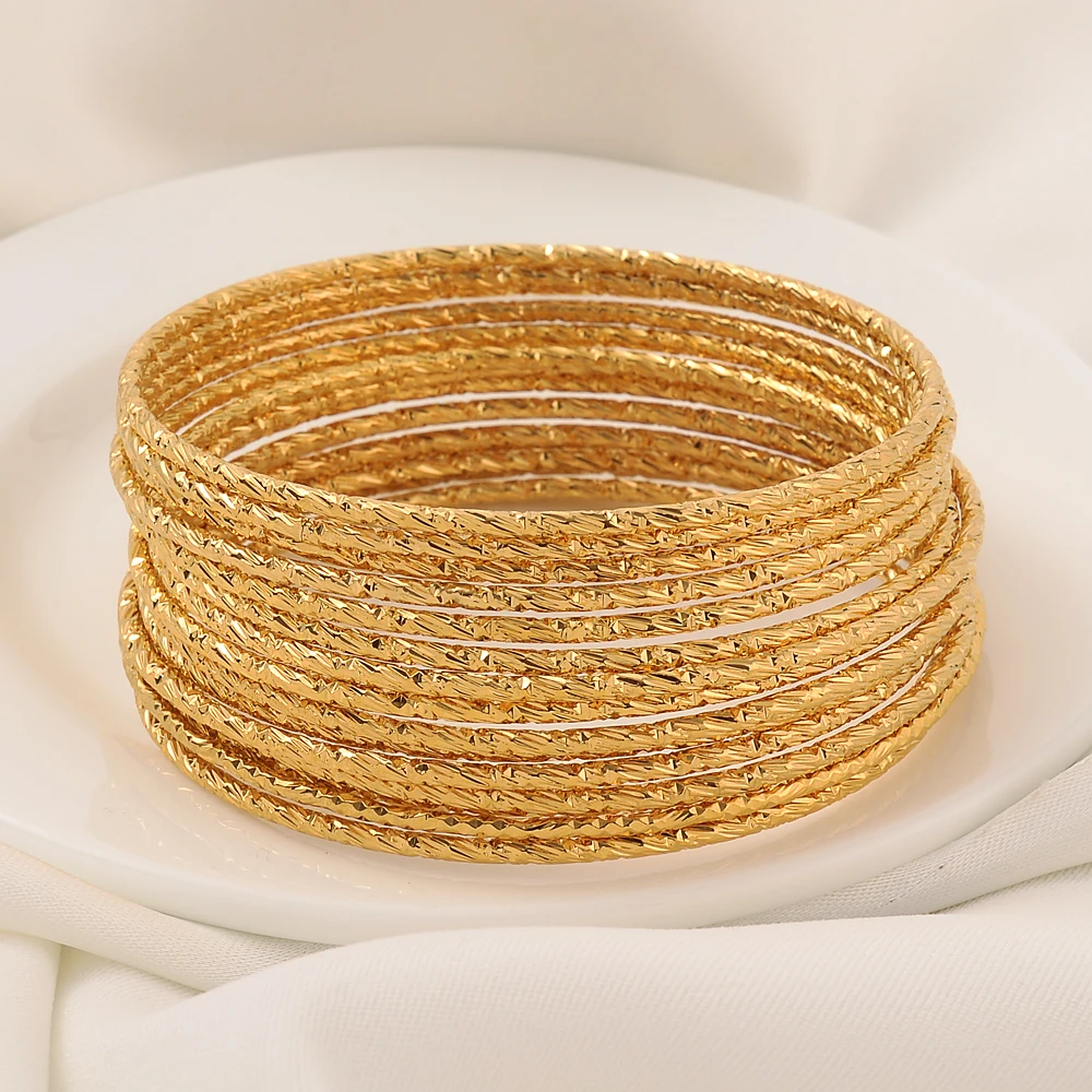 15PCS Arany plated bangles Abesszin afriky Csináltatás Arany színben bangles számára Nők afro Ara esküvői Karcsat ékszer ajándékok