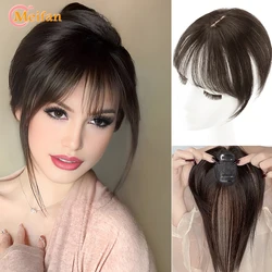 MEIFAN-Cabelo Sintético Topper Para Mulheres, Extensão Falsa Bang Clip-In Bangs, Franja Falsa Natural, Cabelo Invisível do Clitóris