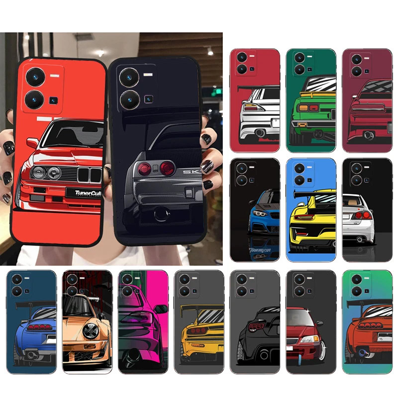 Japan JDM Sport Car Phone Case for VIVO Y53S Y33S Y22S Y11S Y31 Y21 Y70 Y20 Y21S Y72 Y35 Y51 Y01 V23E V21 V23 V21E Funda