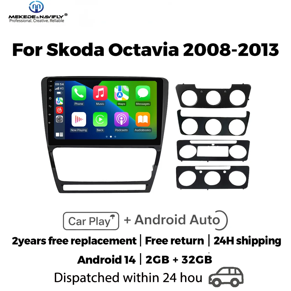 

Автомобильная аудиосистема MEKEDE&NAVIFLY Android 14 для Skoda Octavia 2 A5 2008-2013 с Carplay и GPS-мультимедиаплеером