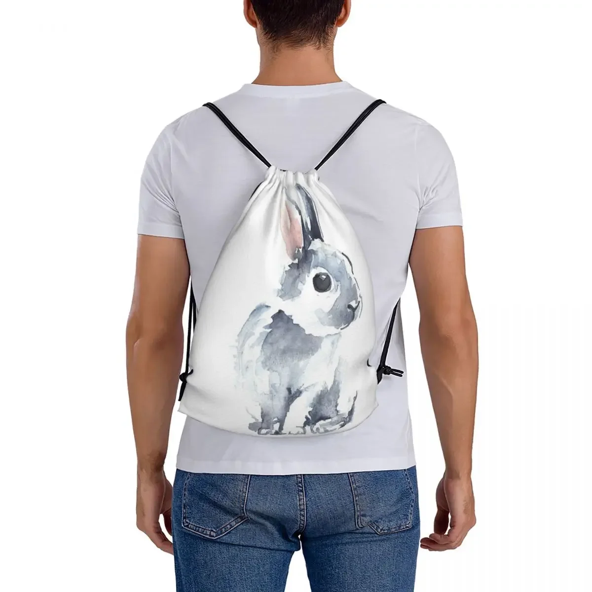 Sacs à dos Moon Rabbit II pour hommes et femmes, sacs à cordon de proximité portables, sac à chaussures de poche Bundle, sac à livres pour étudiants, mode