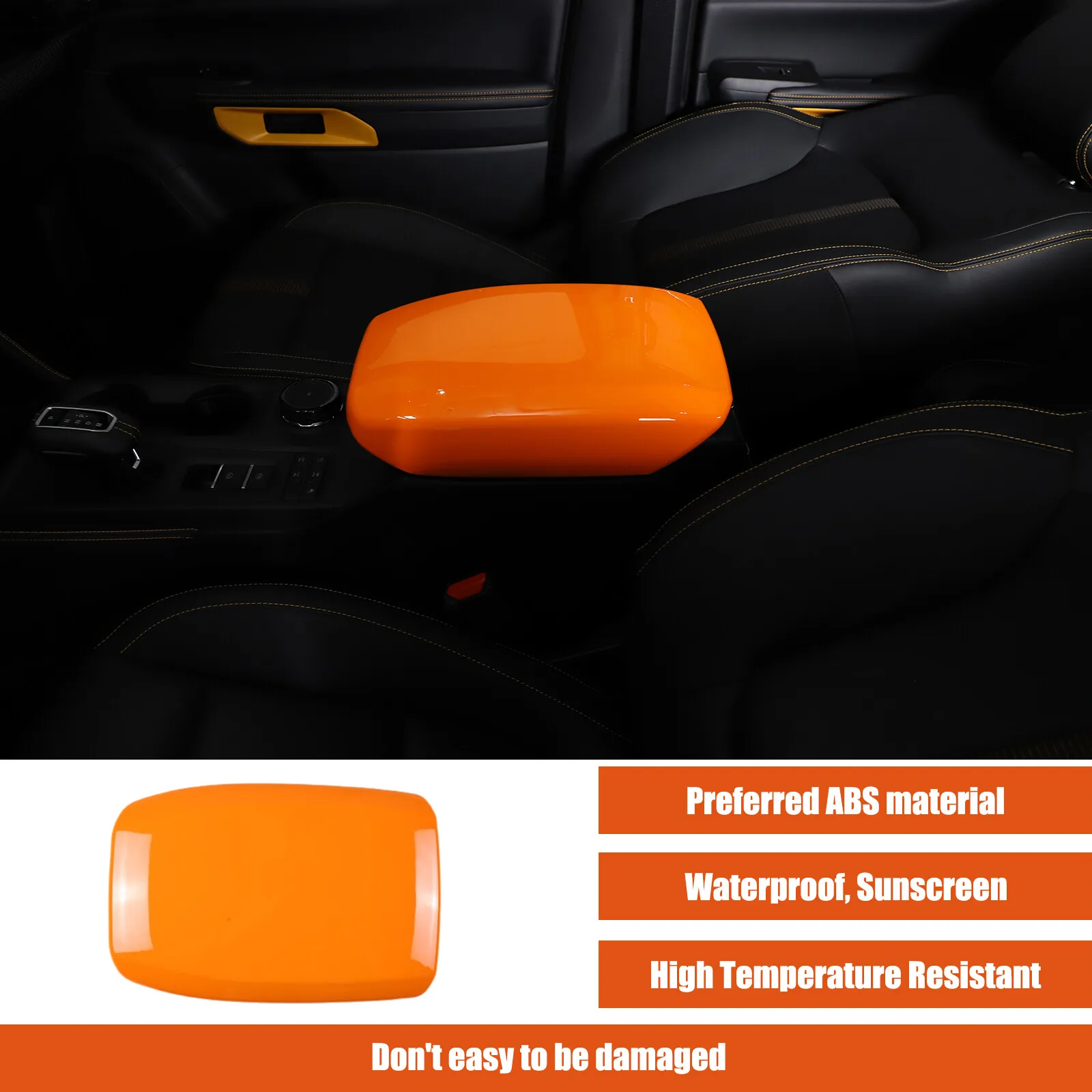 1PCS ABS Orange Car Center Control Armrest Box Cover For Ford Ranger XL XLT 2023-2025 Handrest Box Protection Trim Accessories