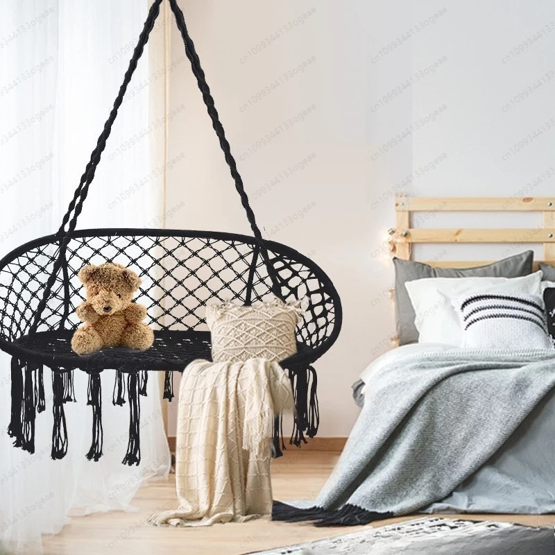 Macrame Woven Hanging Egg Chair, Indoor Outdoor Balcony Swing for Two Persons TikTok Style