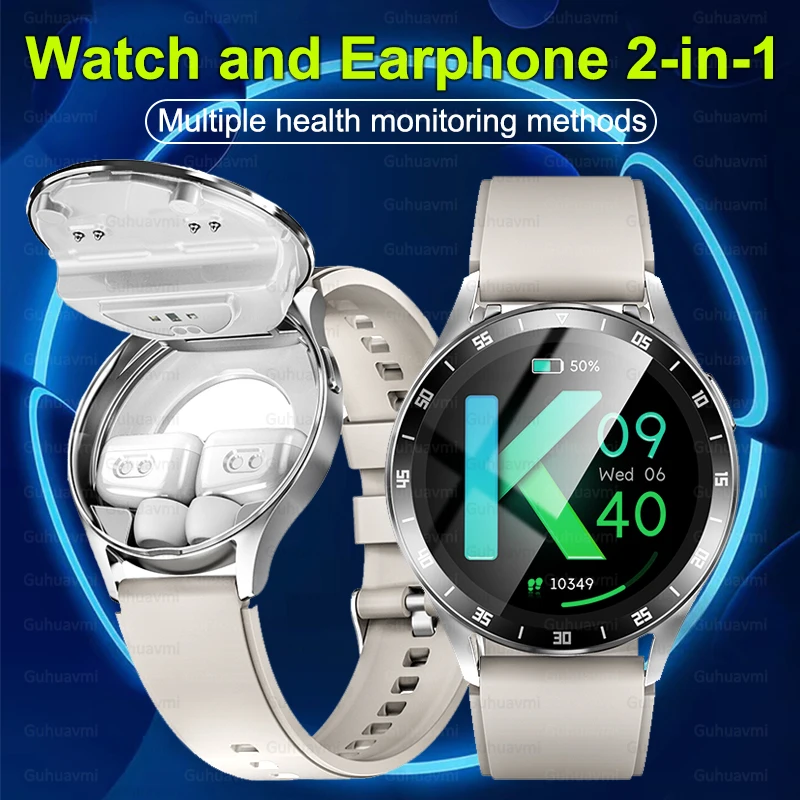 New NFC Smartwatch TWS Bluetooth Headset Two-In-One 1.39HD Display Heart Rate Monitor Male Sports IP67 Waterproof Smartwarch2024