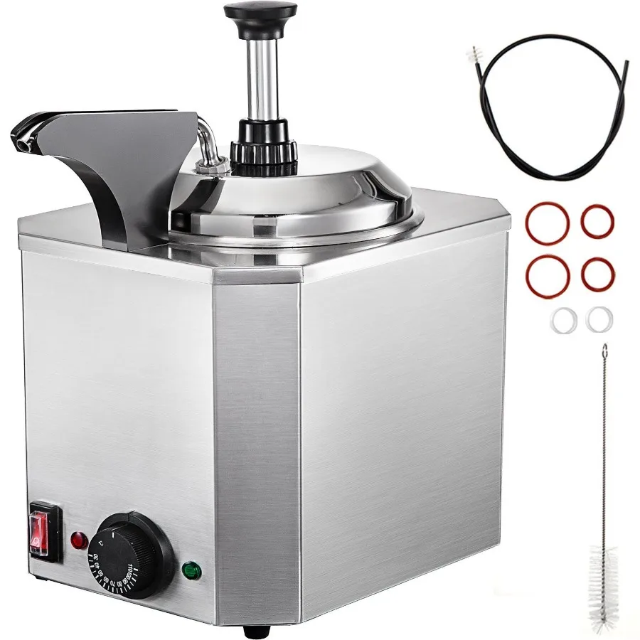 

Cheese Dispenser with Pump 2.6 Qt Capacity Cheese Warmer Stainless Steel Hot Fudge Warmer with Pump 650W Cheese Dispenser 3011