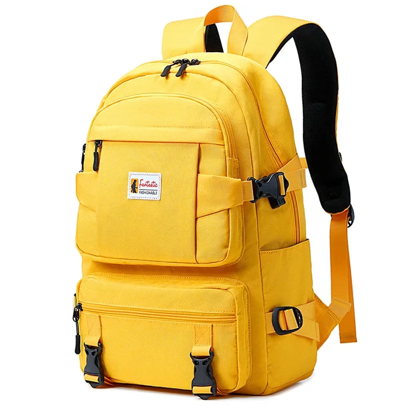 atinfor Fashion Yellow Backpack School Bags Girls Waterproof Oxford School Bookbag for Teenagers with USB Port