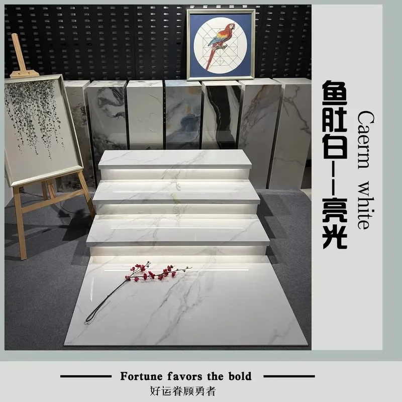 Foshan rock slab staircase stepping tile villa rotating suspension light strip integrated ladder brick hanging floor tile