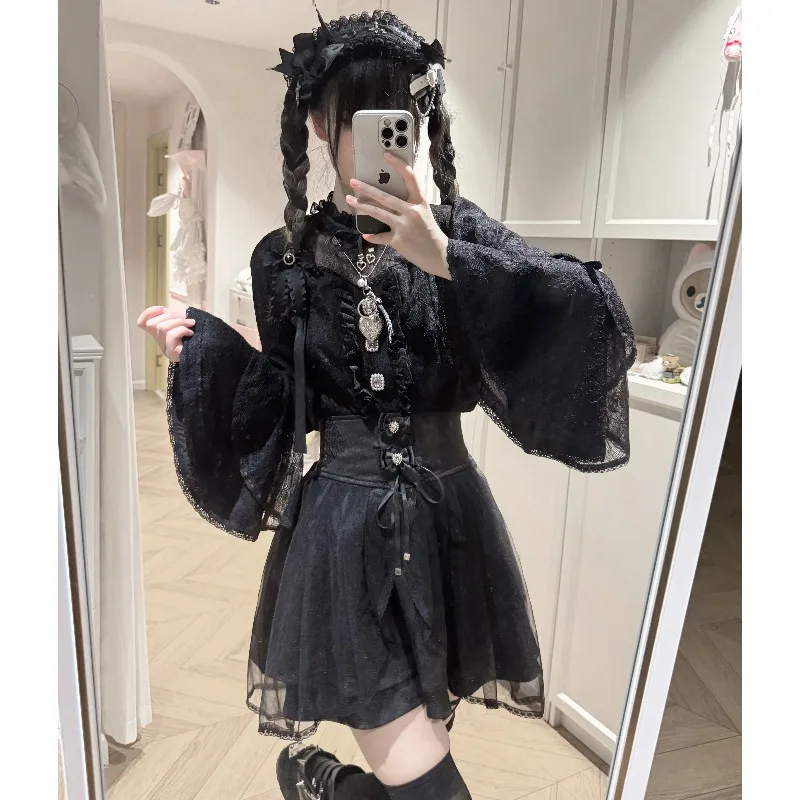 Y2k Lolita SC Mine Series Mass-Produced Shirt Japanese Subculture Rojita Ji Sleeves Blusas Single-Breasted Slim Fit Blouse Mujer