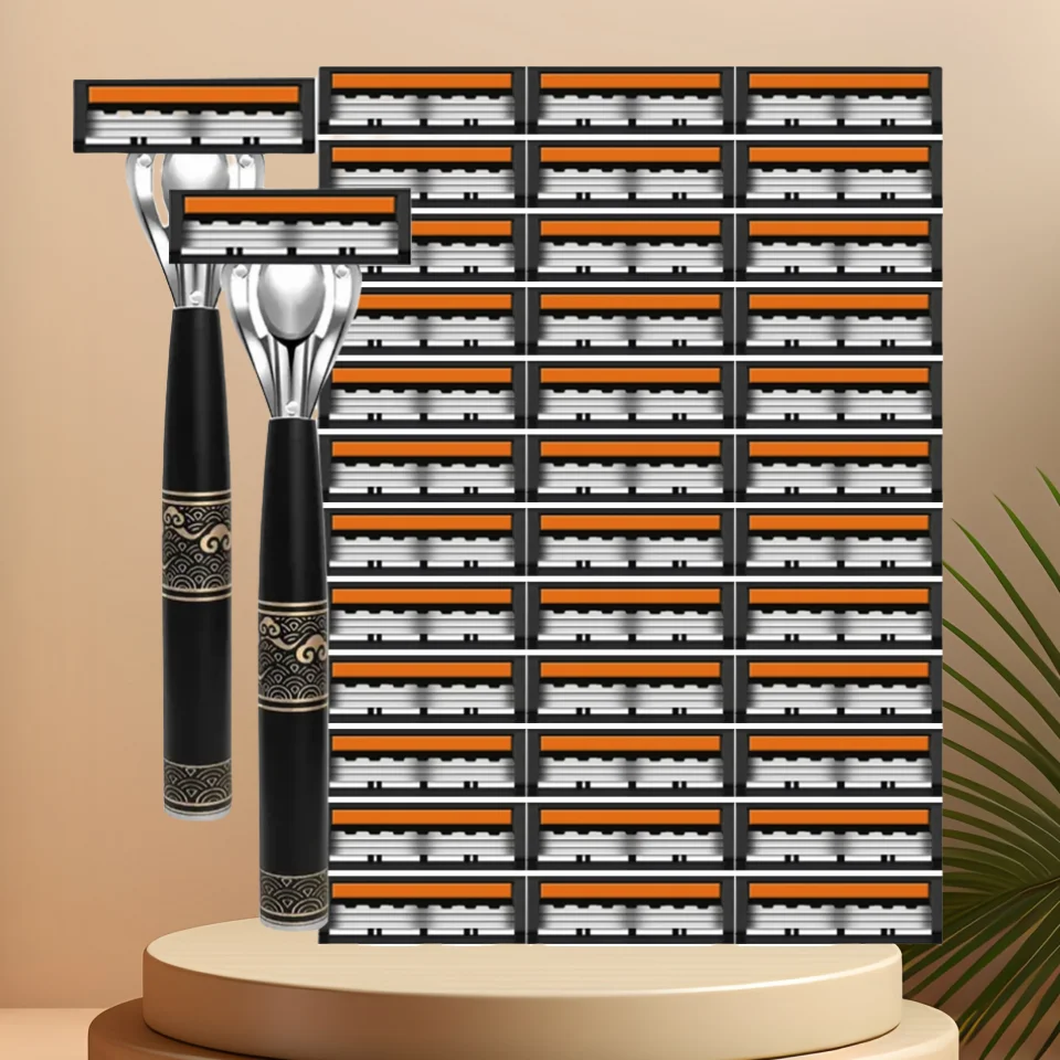 

3-layer Manual Razor Men Classic Shaver Replacement Blade Shave Shaving Safety Razor Facial Care Shaving Blades