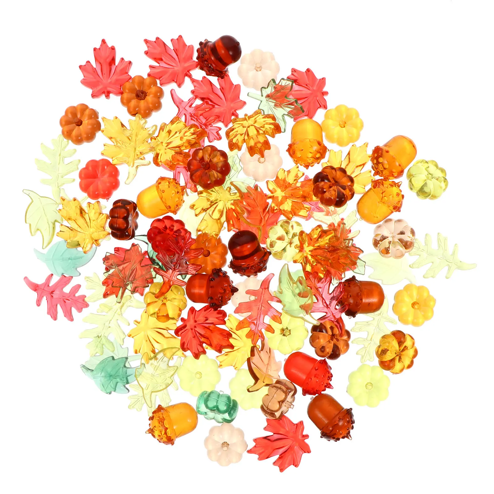 1Set Polished Shiny Thanksgiving Pumpkin Maple Leaf Decorations Party Accessories Photo Props Tabletop Decorative Craft Supplies