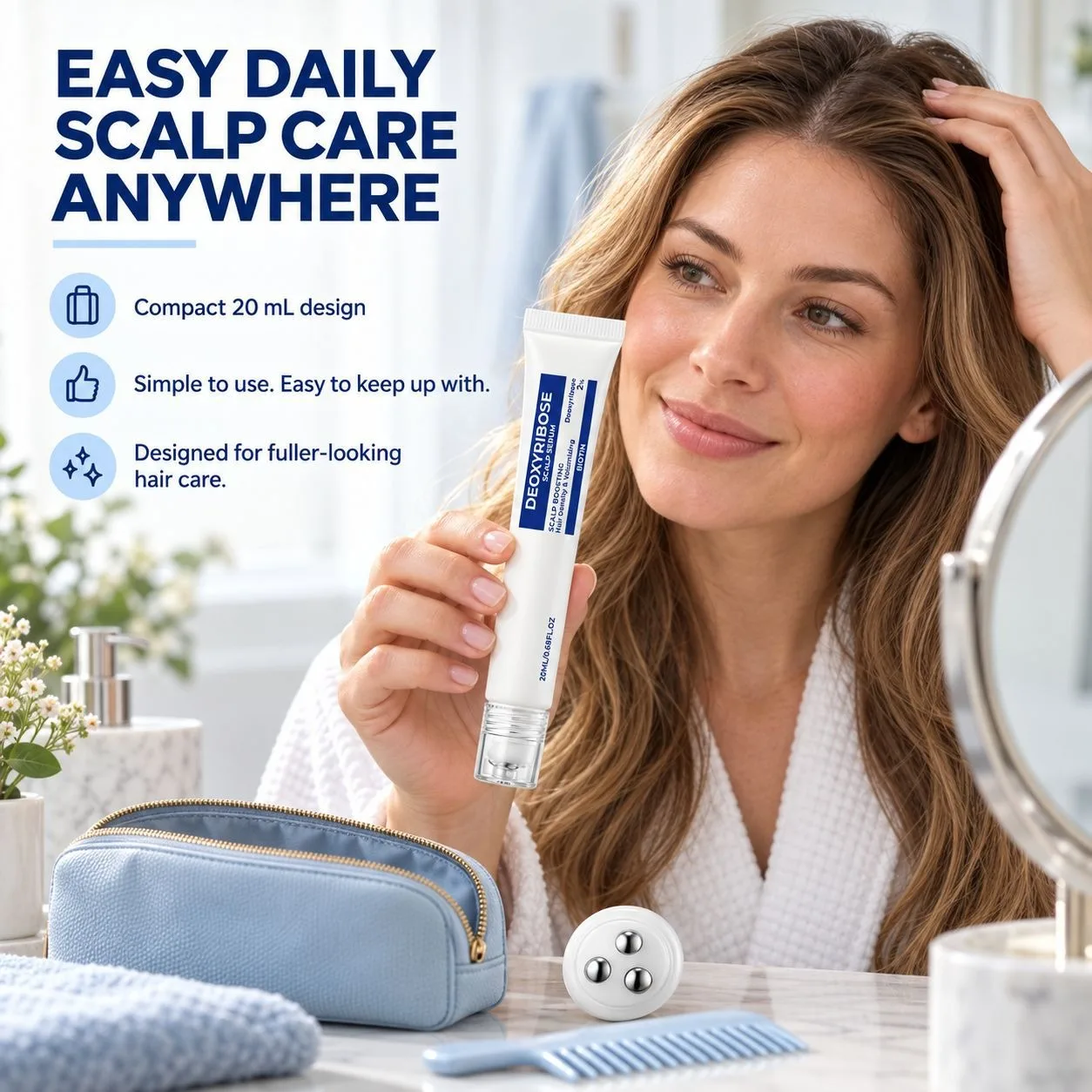 Deoxyribose Biotin Scalp Boosting Roller Serum Lightweight Scalp Nourishing Essence Improve Hair Density Volumizing Hair Care