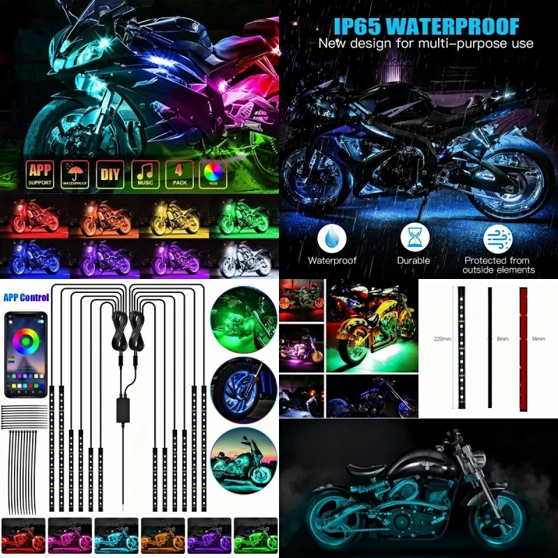 

12V Motorcycle LED Decorative Ambient Lamp Backlight 5050 APP Smart Bluetooth Moto Atmosphere Light SMD Flexible Waterproof RGB