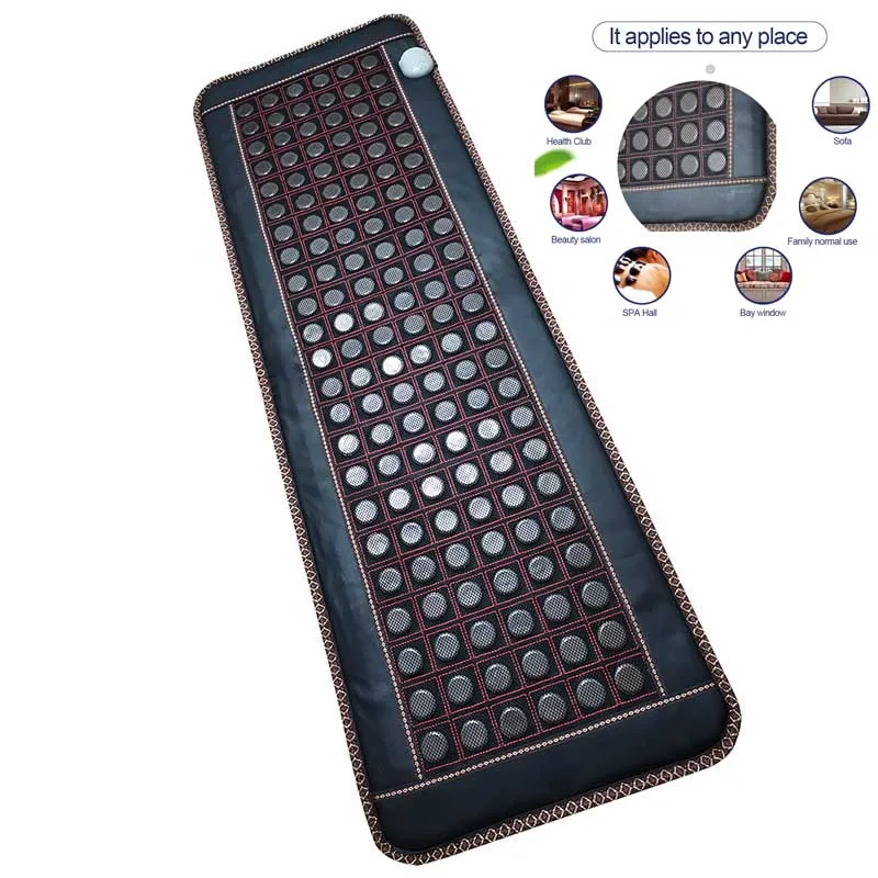 Jade Tourmaline Germanium Heating Massage Pad 50x150cm Far Infrared Therapy Pain Relief Sleep Aids Wellness Full Body Relaxation