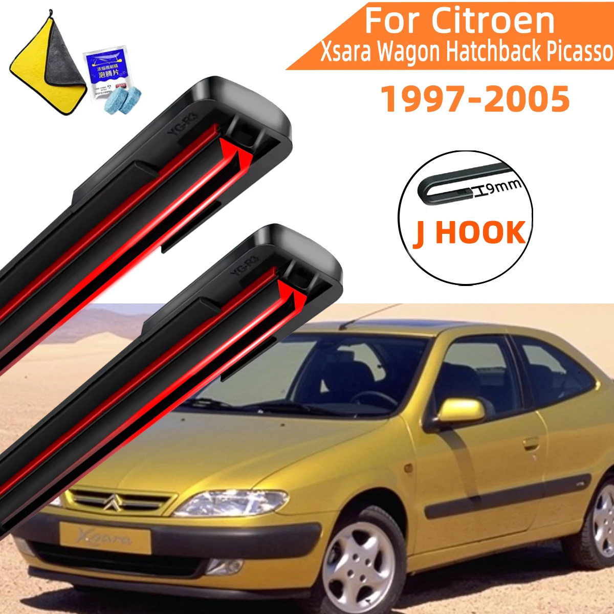 

Double Rubber Car Wipers for Citroen Xsara Wagon Hatchback Picasso Front Blade Brushes Cutter Accessorie Wiper Windscreen Wiper