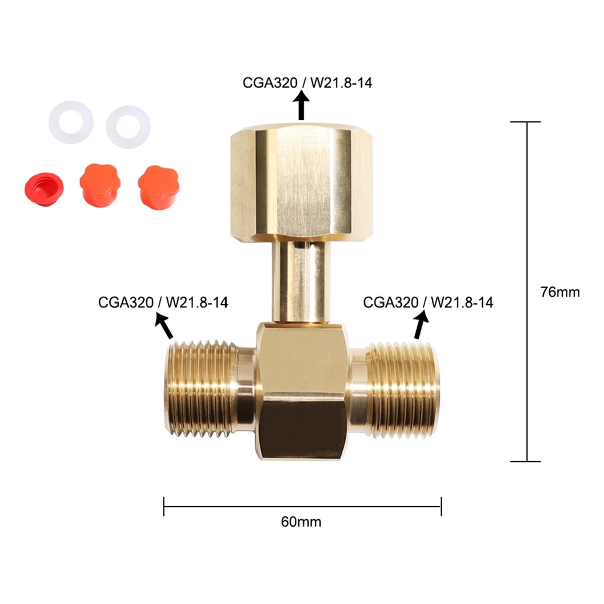 Imagem -02 - Tanque Adaptador Conversor Soda Cilindro Latão T-adaptador Adaptador Tee Cga320 a Co2