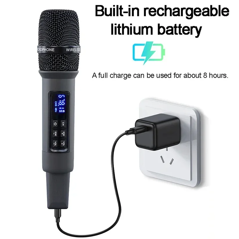 UHF Wireless Handheld Dynamic Karaoke Microphone Bluetooth Receiver Performing Professional Home High and Low Bass 2024 Newest