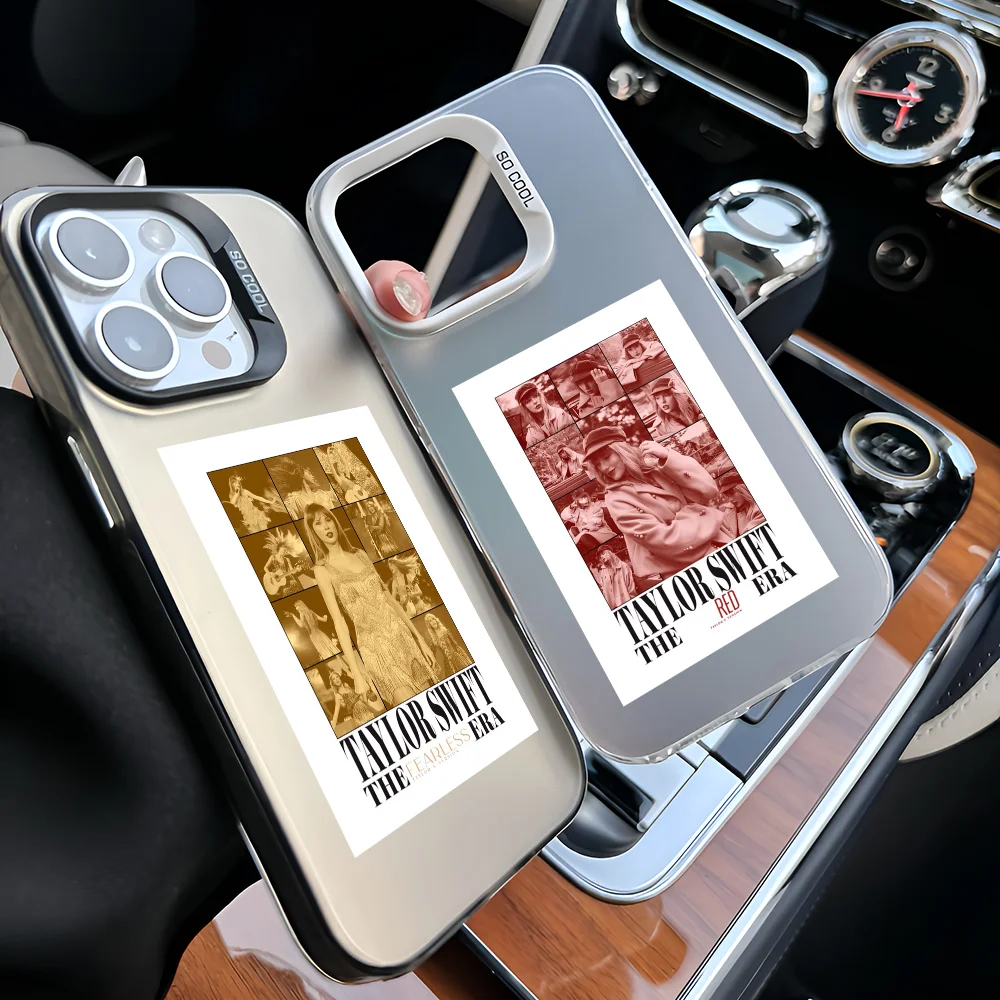 

1pc S-Swifts-Singer-T-Taylors Phone Case IMD Color Silver Shell For IPhone 16 15 14 13 12 11 Pro Max Plus