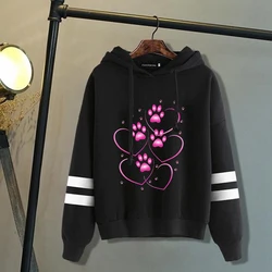 Fashion Unisex Hoodie Dog Paw Heart Hoodies Men And Women Streetwear Pullover Harajuku Tops