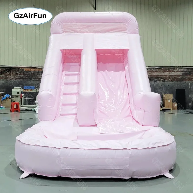 13ft Height Custom Commercial PVC Inflatable Pastel pink Color Water Slide With Pool for Fun and Balls