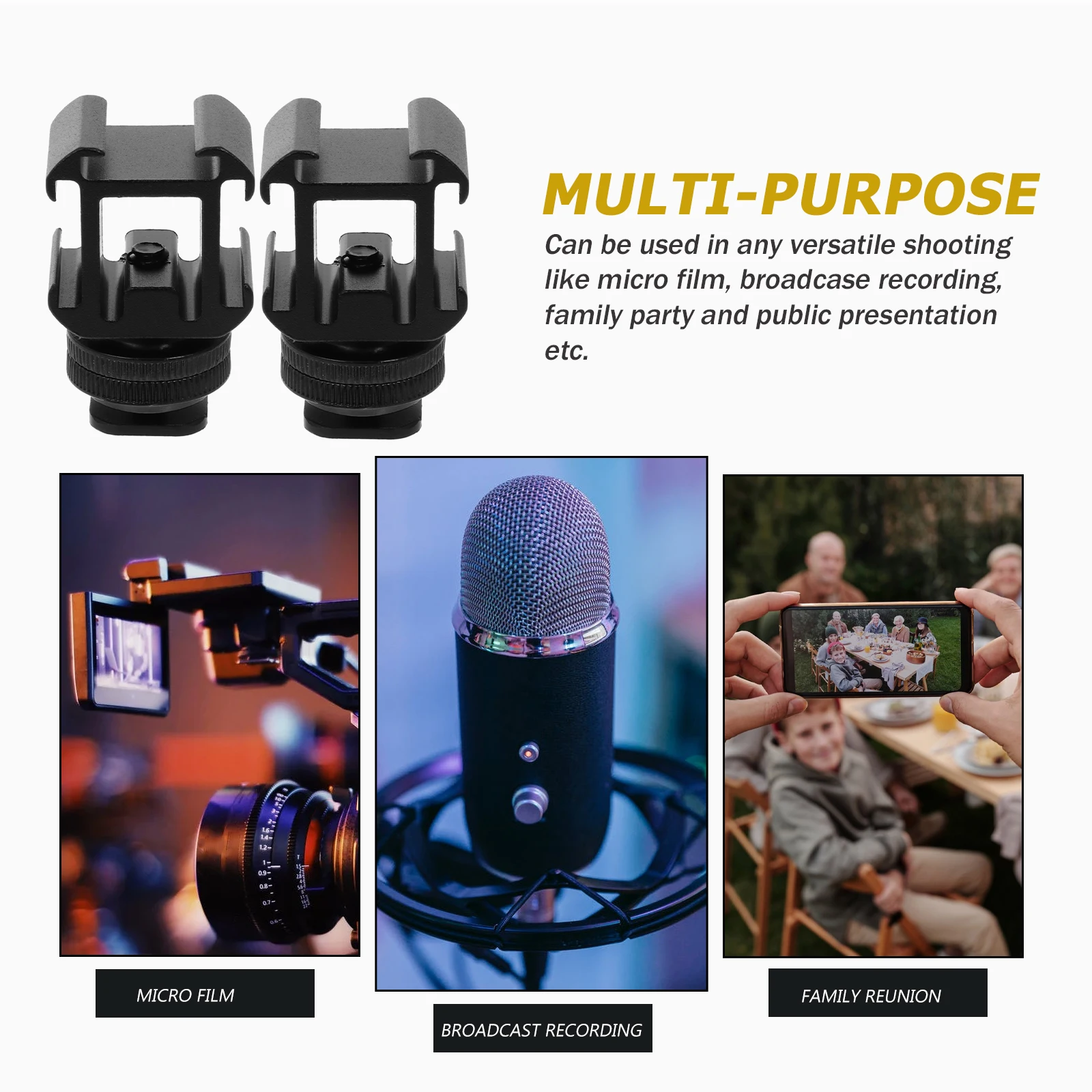 2 set 2 Sets Hot Shoe Base Mount Adapter Universal Camera Accessories for Video Light Flash Microphone Black Lightweight Durable