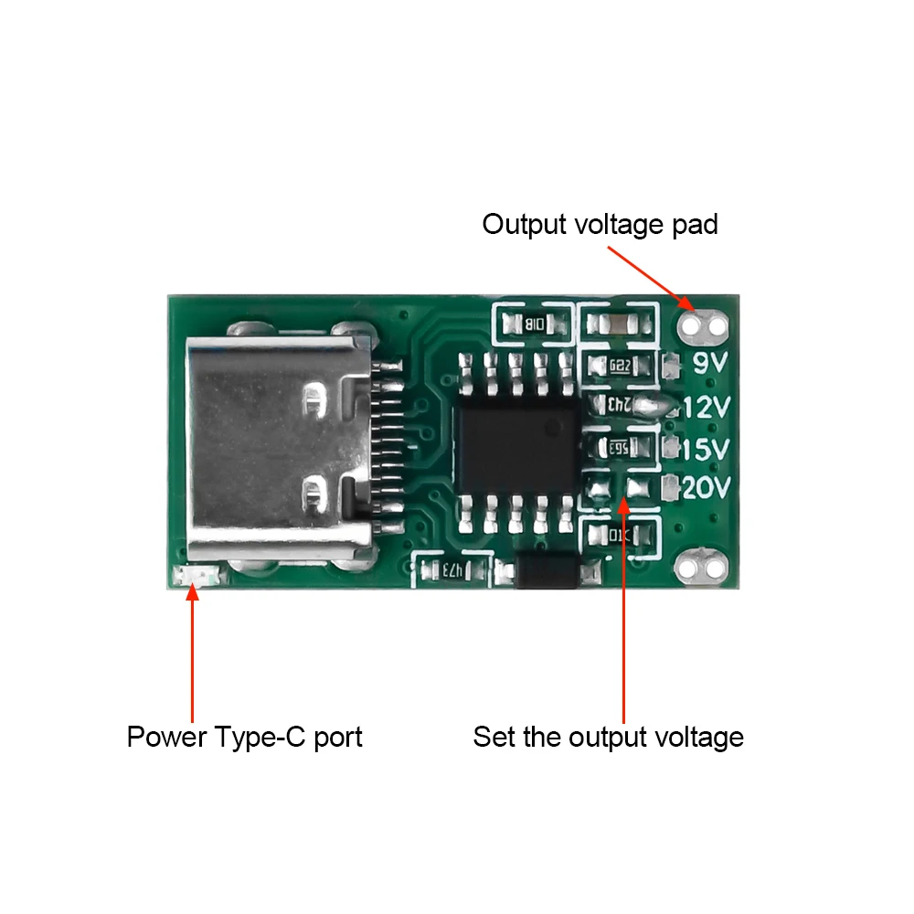 USB-C PD Trigger Board Module PD/QC Decoy Board Fast Charge USB Type-c to 12v DC Boost Module DIY Electronic Kit