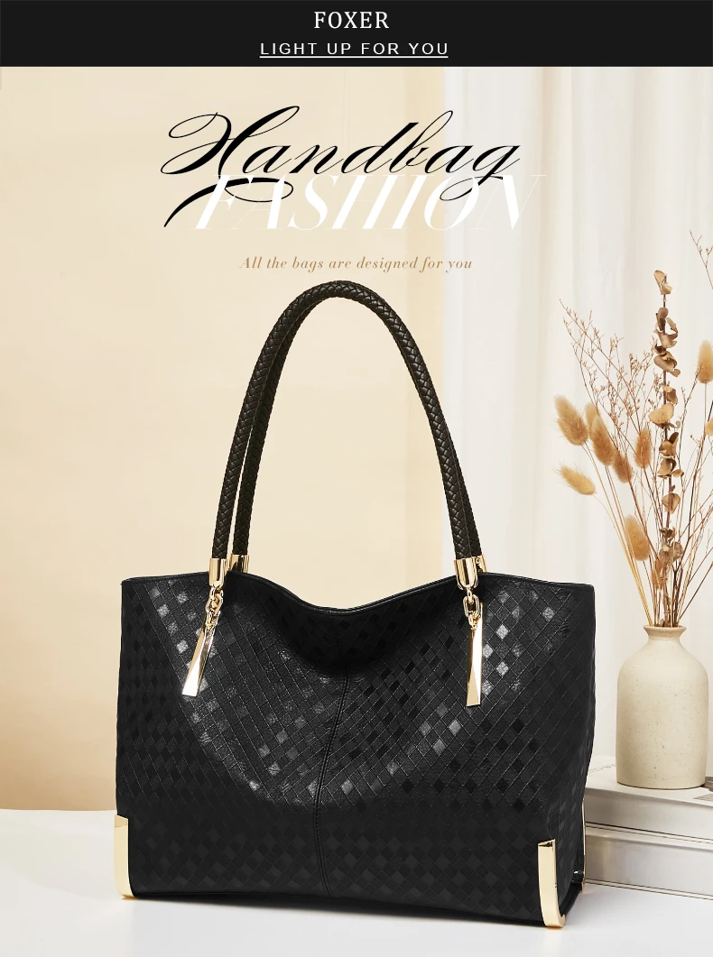 FOXER Damenhandtasche aus echtem Leder, elegantes Luxus-Design, Damen-Umhängetasche, große Kapazität, Tragetasche, bestes Geschenk für Mutter, Frau – Detail 1