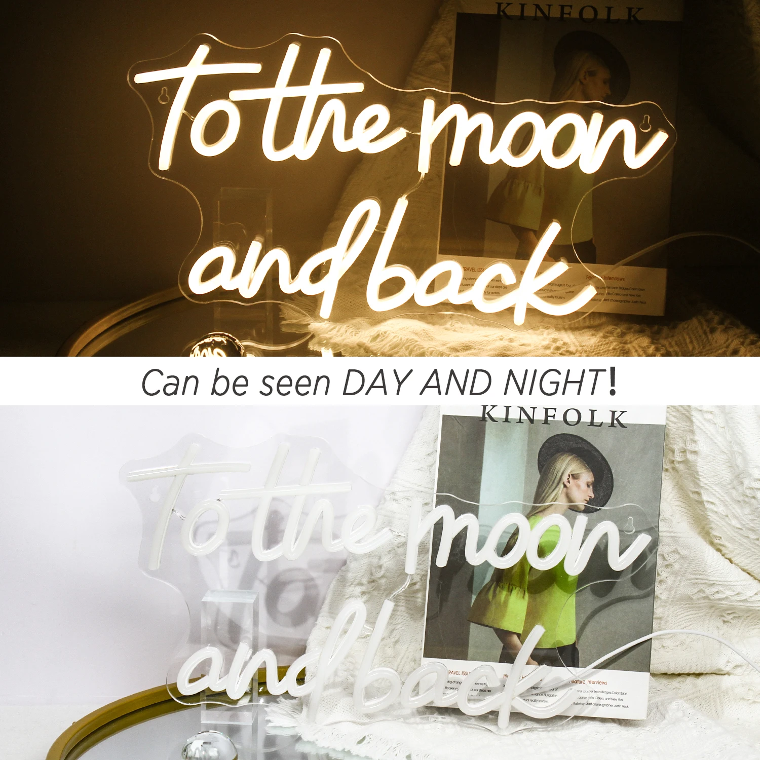 To The Moon And Back Neon Sign Warm Led Light Up Signs Letter Art Wall Lamp Wedding Marriage Festival Birthday Party Decoration