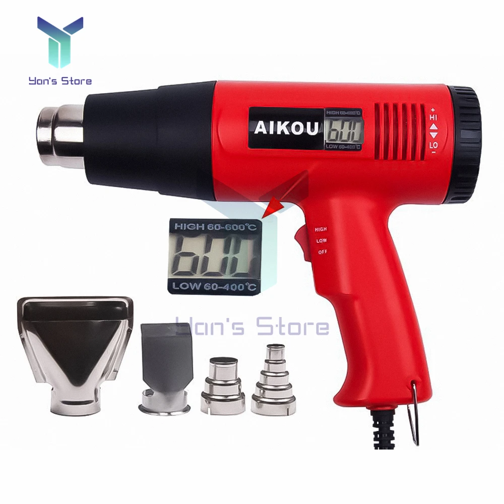 110V 220V Industrial Heat Guns Digital LCD Display Electric Hot Air Gun Dryer Heat Soldering Shrink Wrapping Thermal Power Tool