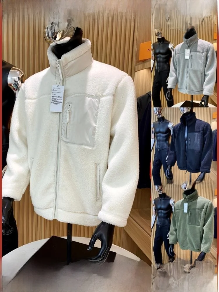 

DingLi Highly Recommend! Super Thi Super Warm Lamb Velvet Fce Stand Collar Jaet Trendy Youth Long Sve Zipper Outerwear