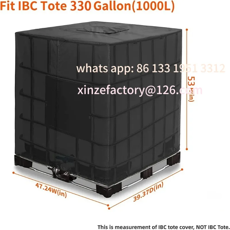 

Customizable Zipper 420D Heavy Sunscreen Material 1000L Outdoor Garden Protection Cover IBC Water Tank 330 Gallon Tote Coverz