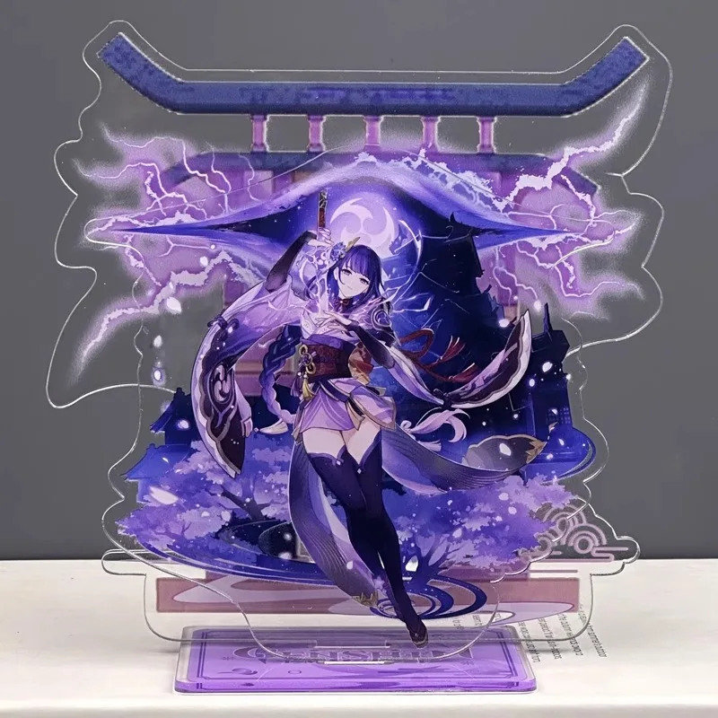 

18cm Genshin Impact Raiden Shogun Double Deck Figures Acrylic Model Stand Anime Cosplay Collection Desktop Decoration Gift