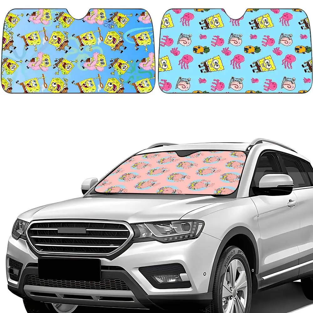 

B-sponge-bobS Car SunShade Windscreen Front Window Visor 70x130cm Sun Visor Solar Protect Plaid Gift Novelty Car