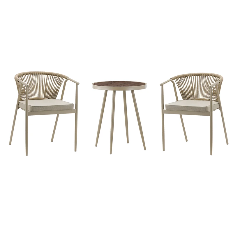 *Wholesale Waterproof Outdoor Rattan Dining Set Garden Durable Wicker Armrest Patio Table Chairs Stackable for Park