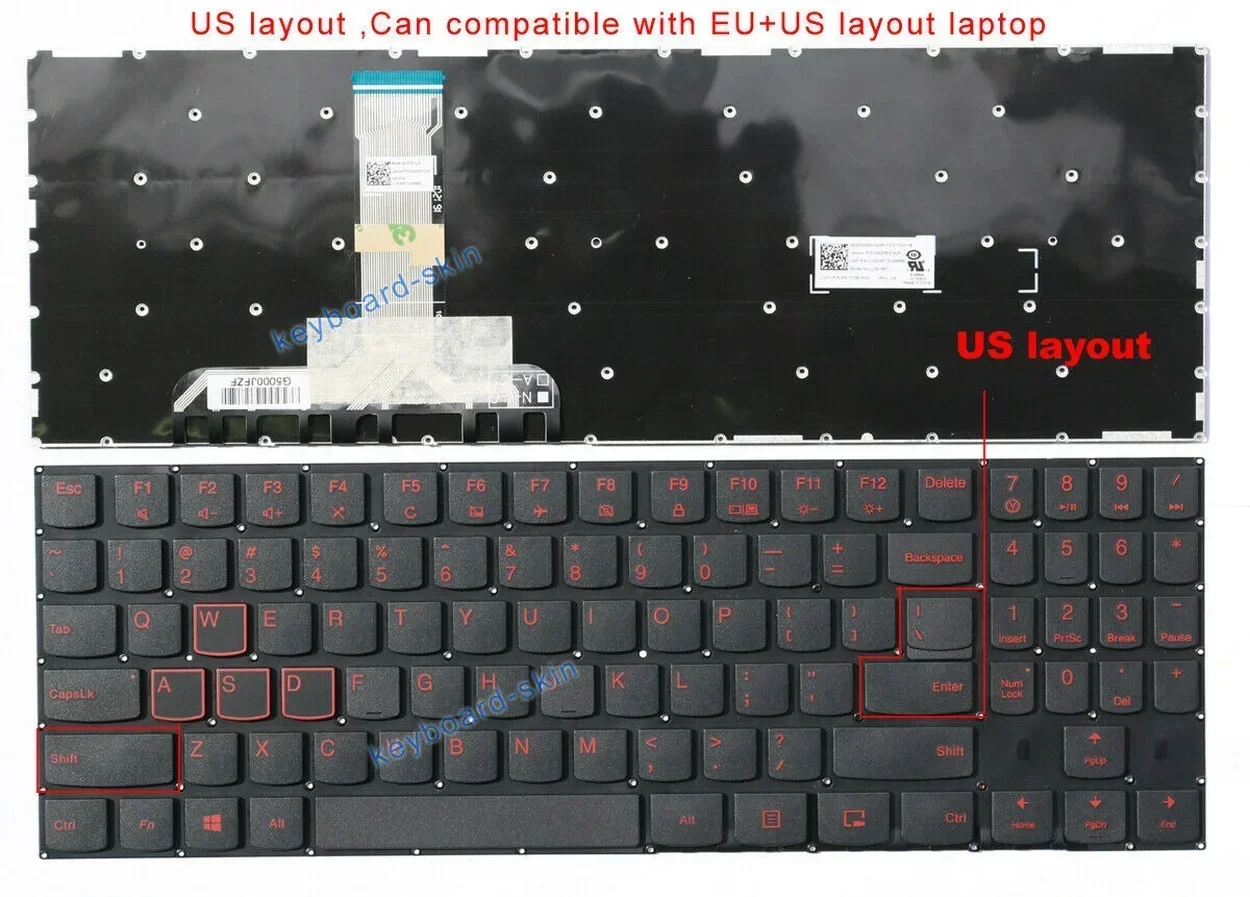 New US No-backlit Keyboard no-frame for Lenovo Y520 Y720 R720 Y520-15IKB Y720-15IKB R720-15IKB LCM16F73US6686 PK1313B1A00