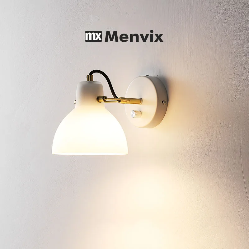 مصباح جداري led شمالي حديث لغرفة النوم ، ضوء أبيض بسيط ، إبداعي ، قابل للدوران ، لتزيين الغرفة