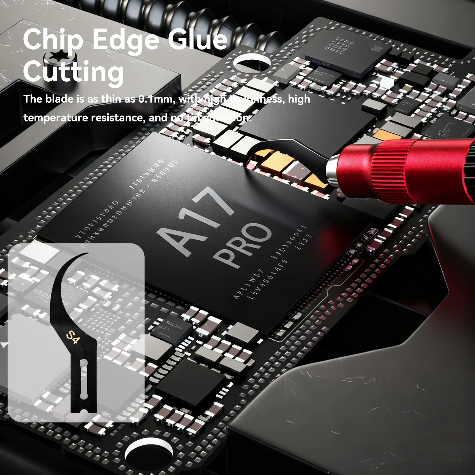 

I2C Mobile Phone Chip Repair Kit Four Flexible Anti-heating Blade for Phone Motherboard Chip Edge Glue Cleaning IC Chip Remover