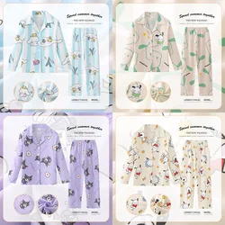 New Kawaii Miniso Autumn Children Pajama Sets Anime Boy Girl Milk Silk Sleepwear Spring Kids Long-sleeved Pants Homewear Clothes