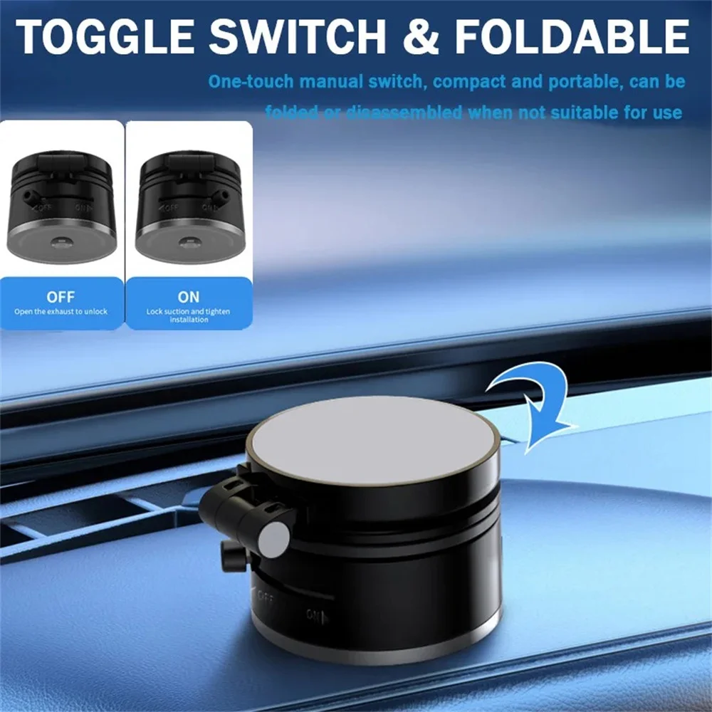 ถ้วยดูดที่วางโทรศัพท์แม่เหล็กสองด้านปรับวงเล็บนําทางรถยนต์หมุนวงเล็บดูดซับอเนกประสงค์