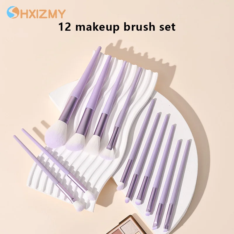 12Pcs Make-Up Pinsel Set Weichen, Flauschigen Für Kosmetik Foundation Erröten Lidschatten Concealer Zwei Farben Schönheit Make-Up-Tools