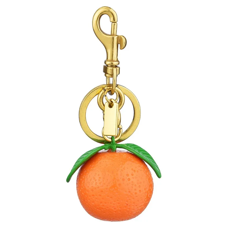 Pingentes e acessórios de bolsa de chaveiro, pingentes de bolsa de frutas laranja de imitação popular