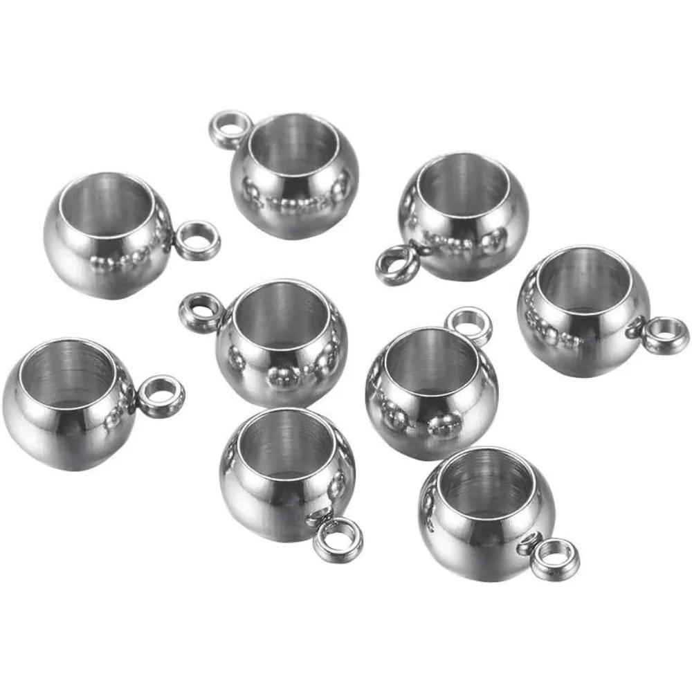 

100pcs Stainless Steel Spacer Beads Rondelle Bail Beads Hanger Links Connector for European Spacer Charms Jewelry Making Kit