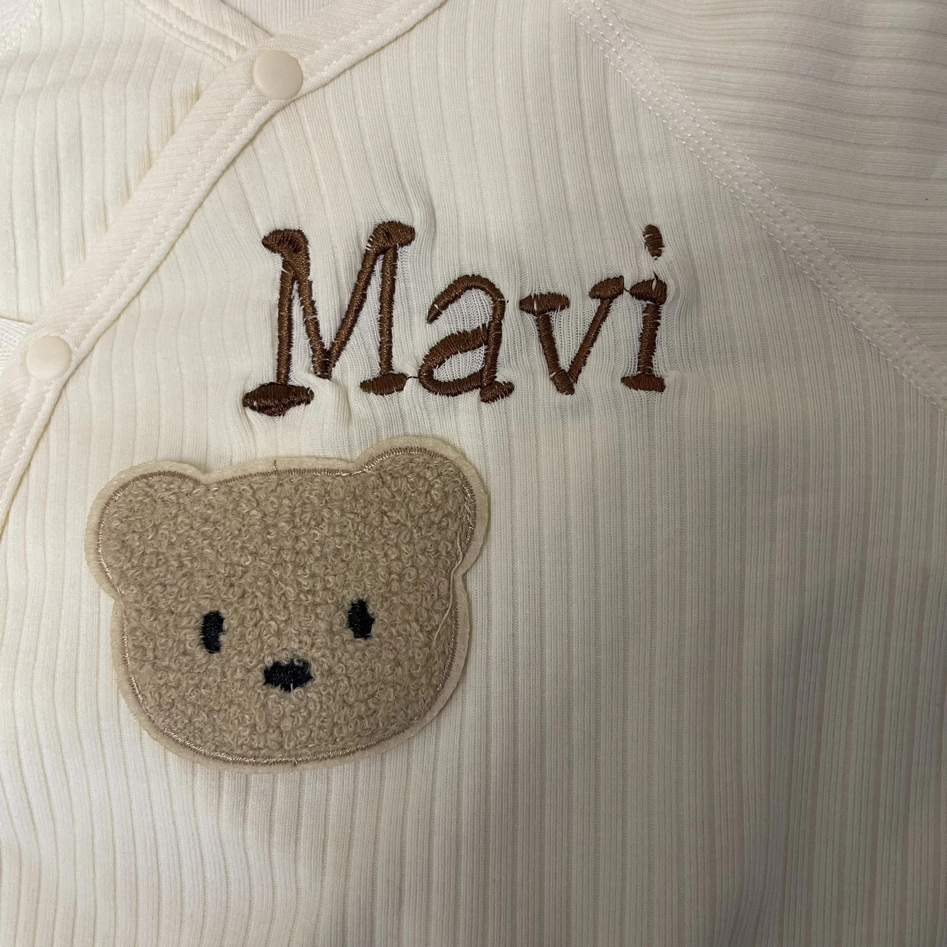 Custom Clothing For Boys And Girls Soft Long Sleeved Jumpsuits With Custom Names Embroidered Teddy Bear Newborn Bottomed Pajamas