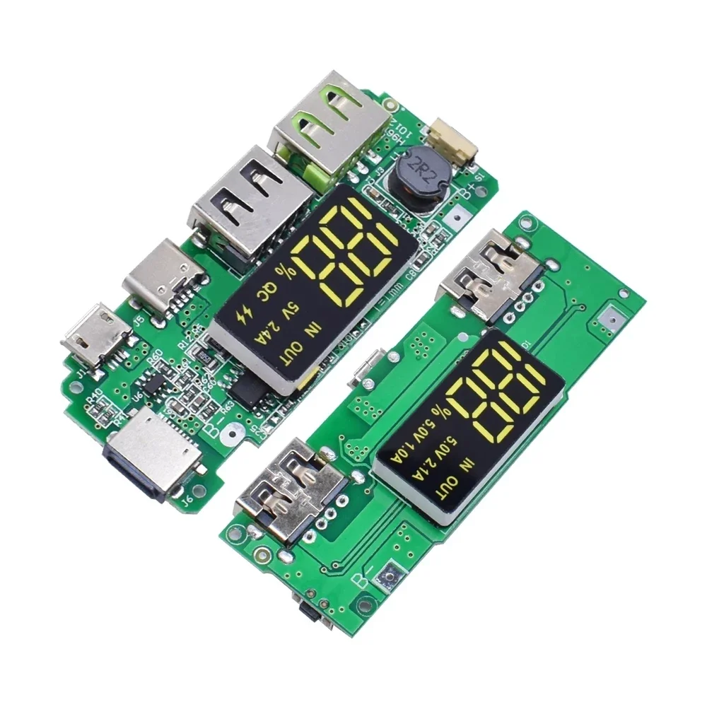 

USB Mobile Power Bank Dual USB 5V 2.4A Micro/Type-C LED18650 Charging Module Lithium Battery Charger Board Circuit Protection